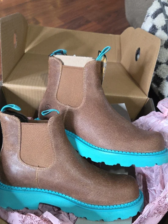 Ariat Fatbaby Twin Gore Wicker Turquoise Size 8.5 - Picture 1 of 15